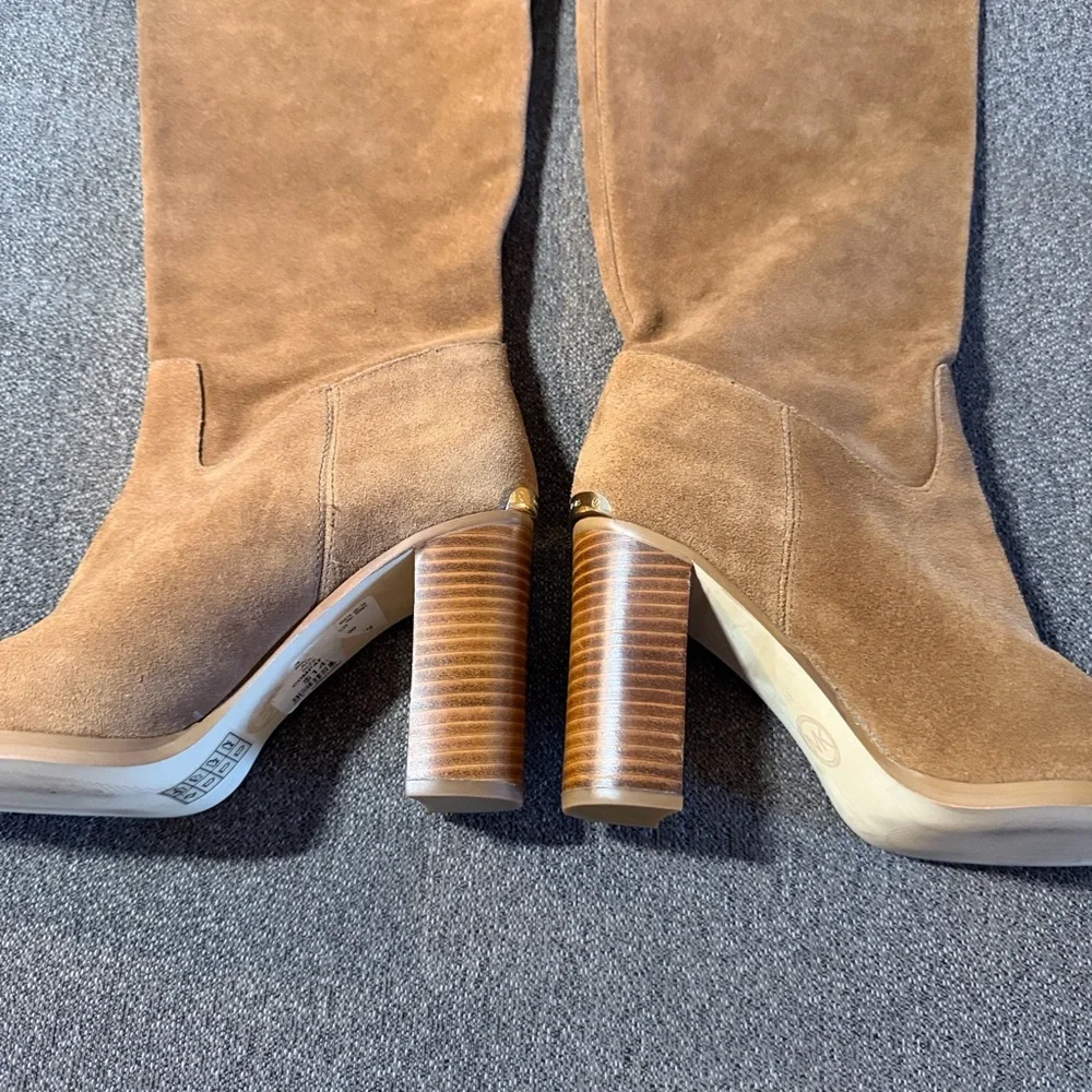 Michael Kors Women’s Regina Over the Knee Boots 8.5 M Tan Suede High Heel NWOB